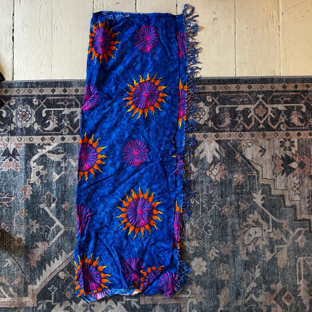 Blue Sunburst Swim Sarong Wrap
